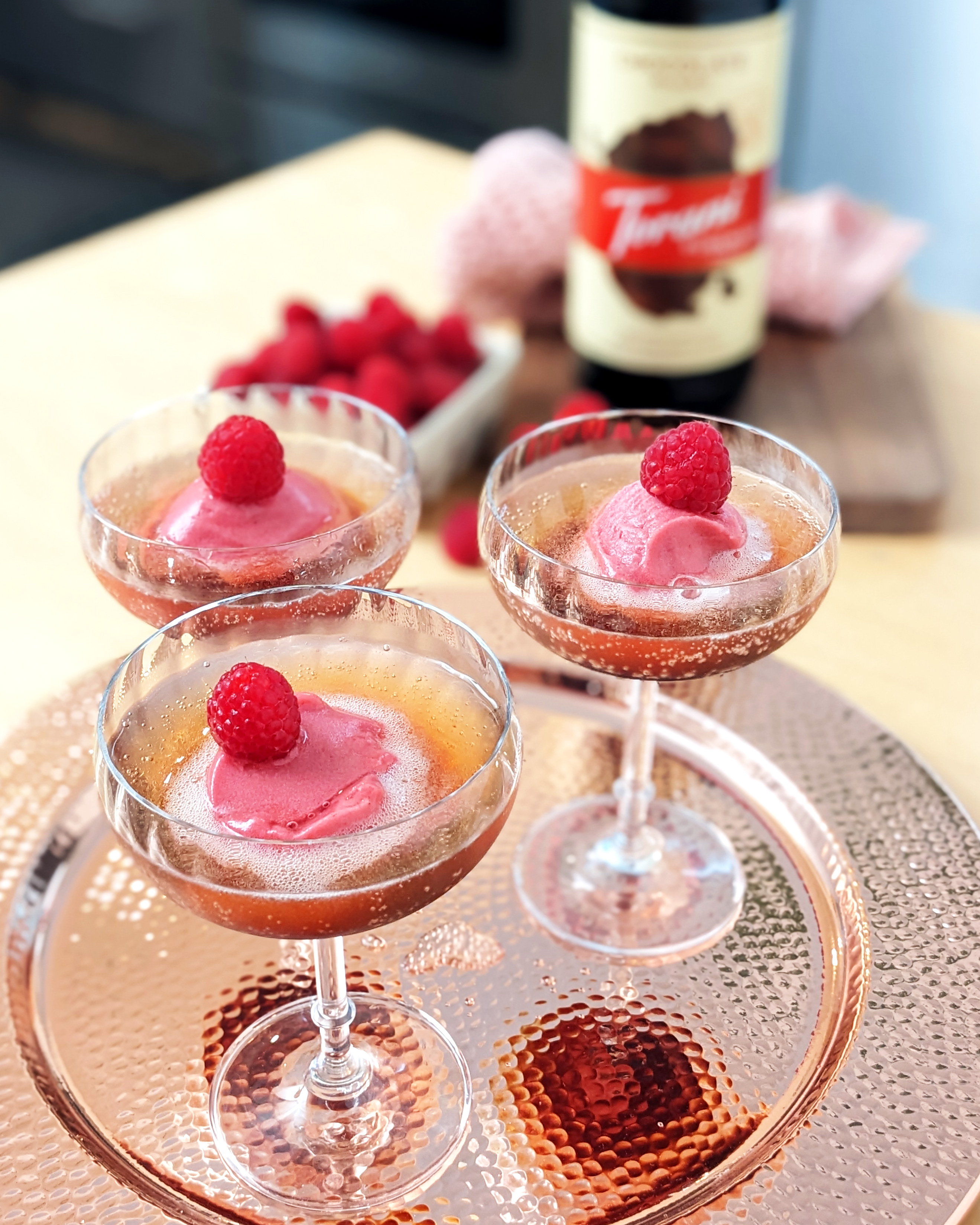 Chocolate Raspberry Sorbet Sparking Cocktail